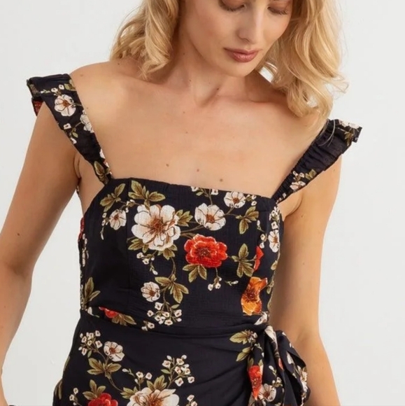 L'Atiste by Amy Floral Sleeveless Maxi Dress Wrap Front Tie Size Small - Picture 3 of 16